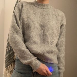 Gray fluffy sweater